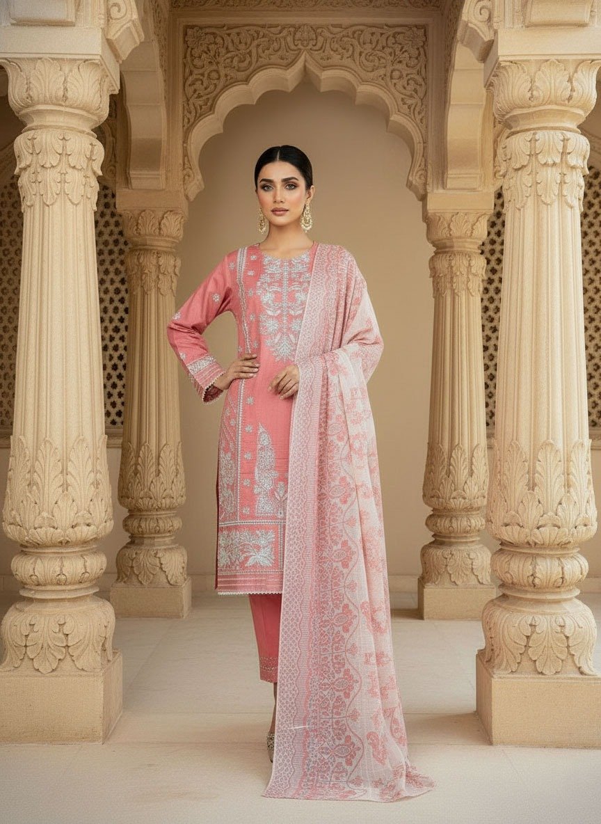 3 Piece Cotton Silk Suit (Stitched) - Image 4
