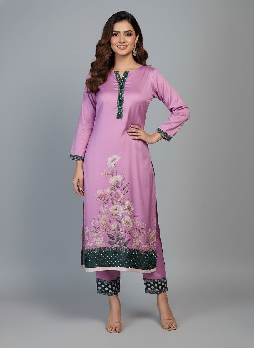 3 Piece Printed Silk Suit ( Stitched) - Image 2