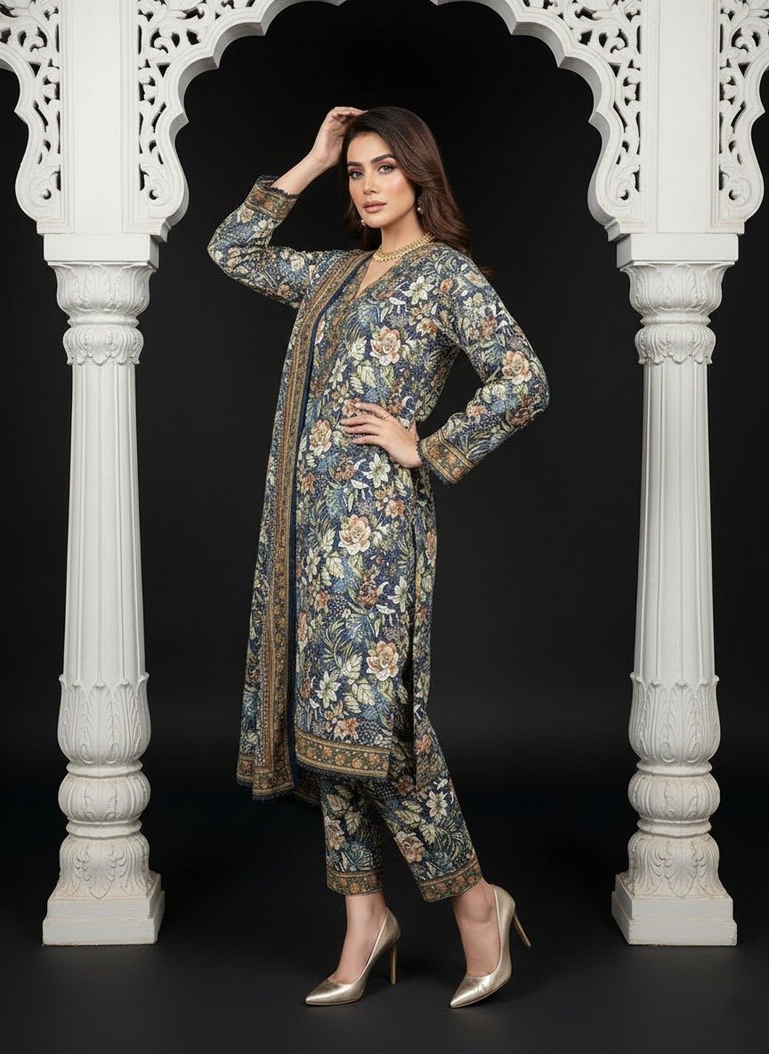3 Piece Khaddar Suit (Stitched) - Image 3