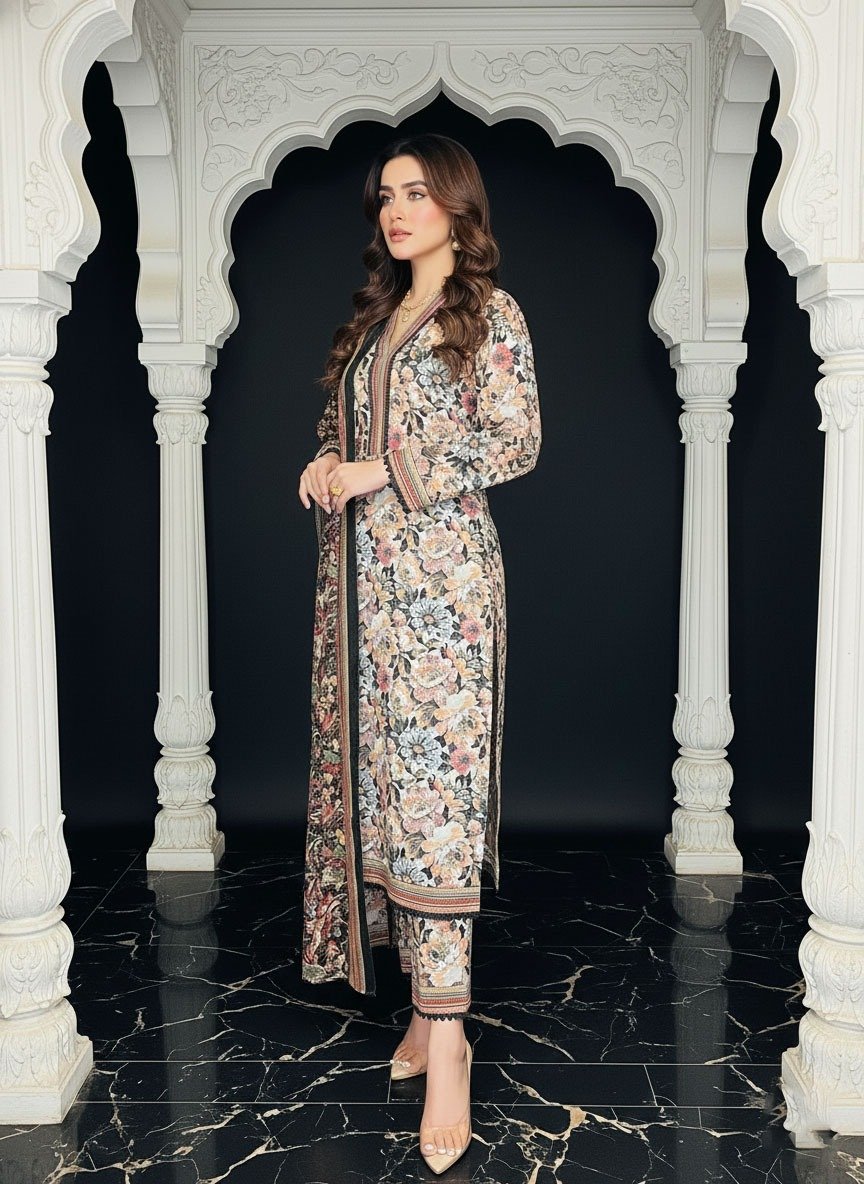 3 Piece Khaddar Suit (Stitched) - Image 3