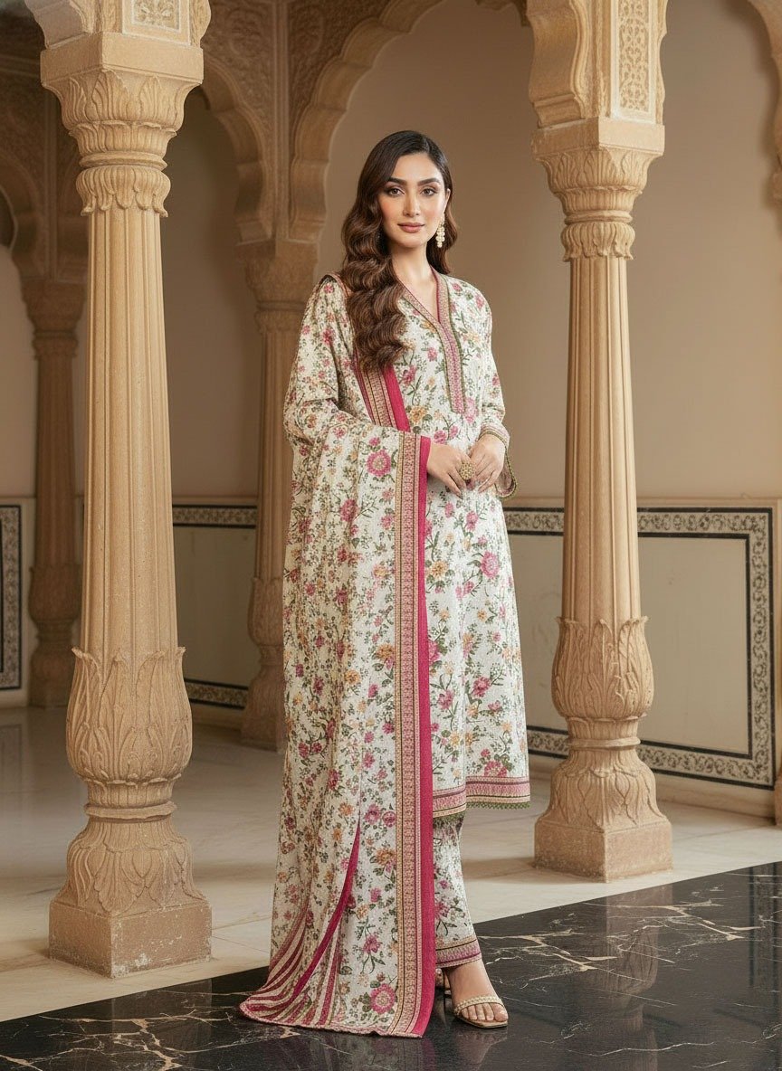 3 Piece Khaddar Suit (Stitched) - Image 2